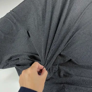 Tissu jersey coton stretch à rayures noire