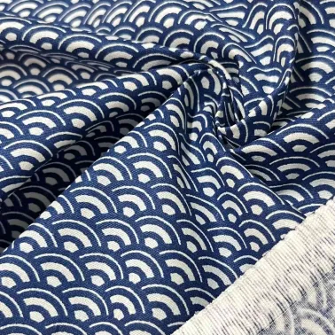 Tissu coton imprimé Saijo bleu