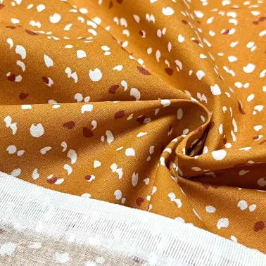 Tissu coton imprimé Jikeo moutarde