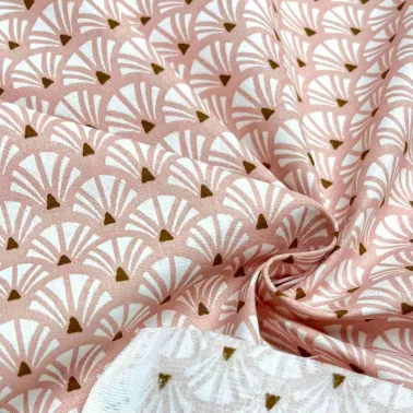 Tissu coton imprimé Yazo rose blanc