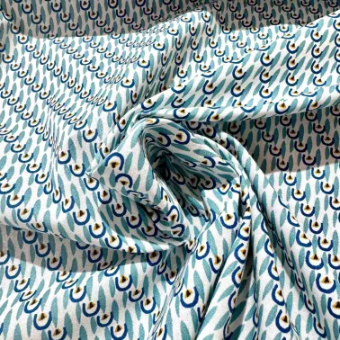 Tissu coton imprimé tunnel bleu canard