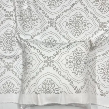 Tissu Manosque Faience gris blanc - Tissu d'éditeur