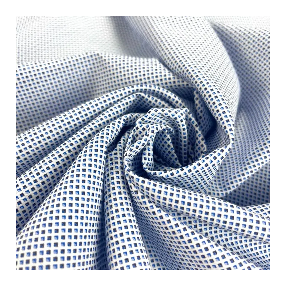 tissu coton élasthanne petit motif carré