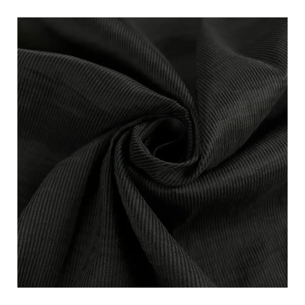 Tissu polyester à petites rayures noire